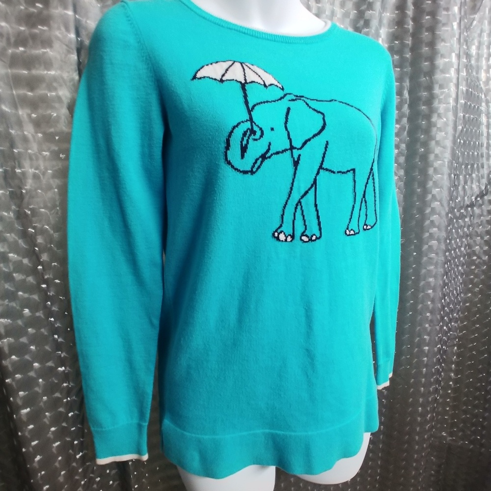 Crown & Ivy Blue Elephant Sweater XS